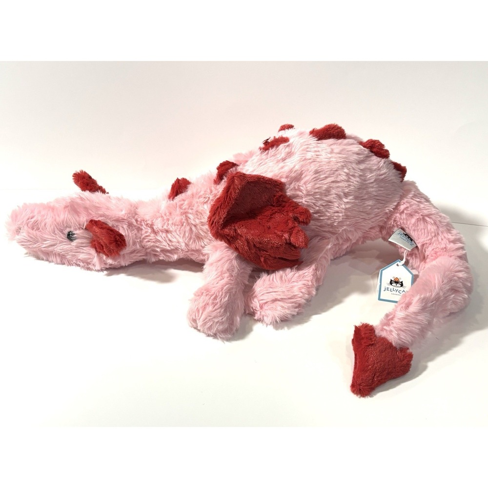 Jellycat Malachy Dragon Plush OLV2DD Heart Pink Red Large Stuffed NWT